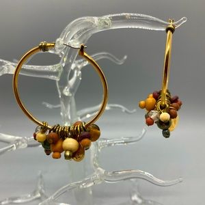 Gold color dangle hoop earrings